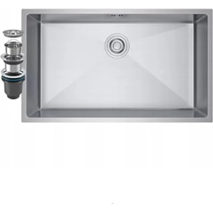 QLS Spülbecken SANTA, Edelstahl Unterbau, 74x44 cm mit Siphon INOX, gebürstete Satin-Optik, hitzebeständig – Bild 8