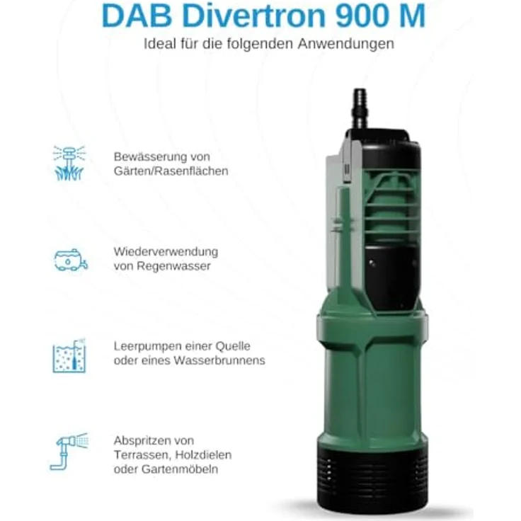 DAB Divertron 900 M, Tauchdruckpumpe mit 5.700 L/Std., 920W, Förderhöhe 45 m, geräuscharm, automatische Brunnen- und Zisternenpumpe – Bild 2