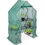 Relaxdays Foliengewächshaus, begehbar, Balkon & Garten, Anzuchtregal faltbar, Frühbeet mit Regal, HBT 195x138x72cm, grün