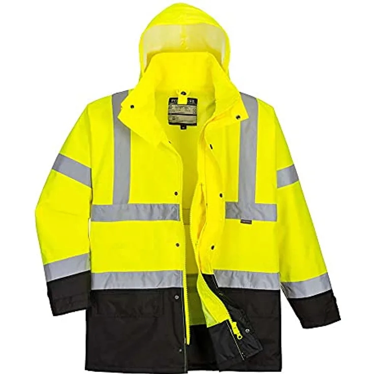 Portwest S 768 – 5EN1 Jacke Exekutive Hohe Sichtbarkeit, XL, YeBk Arbeitsjacke mit Fleece-gefütterter Innenjacke und abnehmbarem Fleece-Ärmel