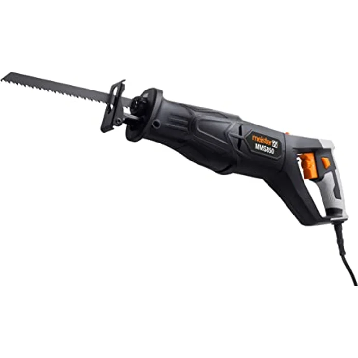 Meister Werkzeuge MMS850 Säbelsäge 850W, Reciprosäge mit 4 Sägeblättern und LED-Arbeitsleuchte, Kunststoffkoffer enthalten – Bild 2
