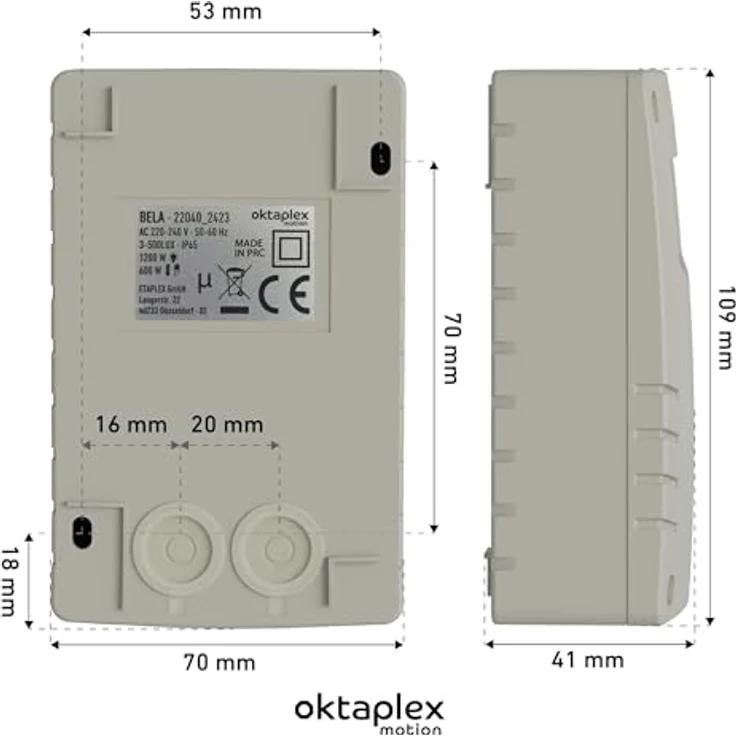 Oktaplex motion Bela Dämmerungsschalter, automatischer Dämmerungssensor mit Timer, IP65 wetterfest, 230V, grau weiß – Bild 6