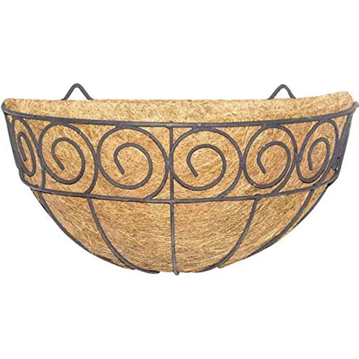 Siena Garden Wandampel Scroll schwarz mit Kokoseinlage 35 cm