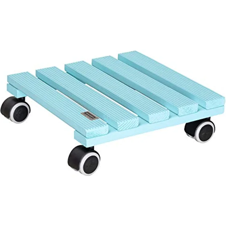 Wagner Pflanzenroller Aqua Splash 28 x 28 x 8 cm I Blumenroller Innenbereich I Rutschsicheres Rollbrett I Kübelroller aus FSC® Massivholz, Aqua Splash/türkis I Tragkraft 100 kg I Made in EU-20020601