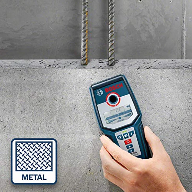 Bosch Professional digitales Ortungsgerät GMS 120 (Bohrlochmarker, max. Detektionstiefe Holz-Eisenmetalle-Nichteisenmetalle-spannungsführende Leitungen 38-120-80-50 mm) - Amazon Exclusive Set – Bild 5