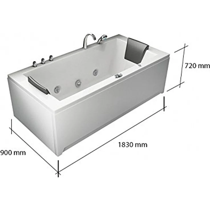 Jet-Line Whirlpool-Badewanne VILLA EUGENIE, schwarz, Massagedüsen, Luftdüsen, LED-Beleuchtung - Preisvergleich – Bild 5