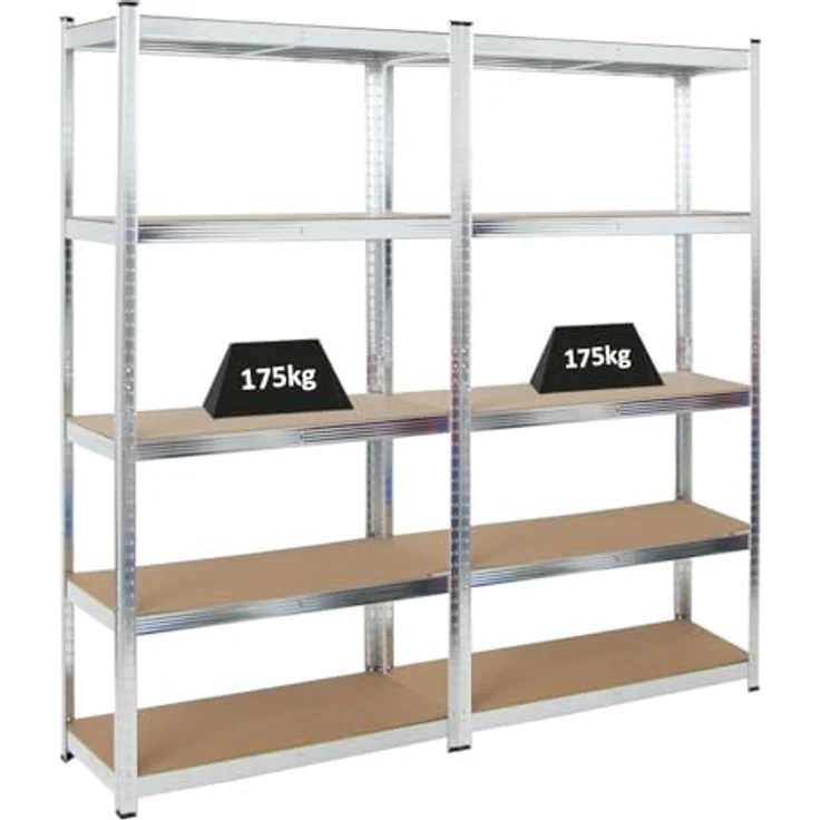 PROREGAL Mega Deal 2X Kellerregal Gorilla | HxBxT 180x90x40cm | Fachlast 175kg | Verzinkt | Garagenregal Schwerlastregal Werkstattregal Lagerregal Steckregal – Bild 4
