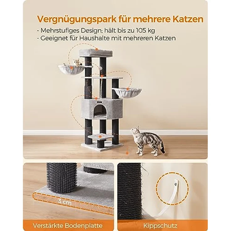 Feandrea Jingle (160 cm, Schwarz), Katzenbaum – Bild 7