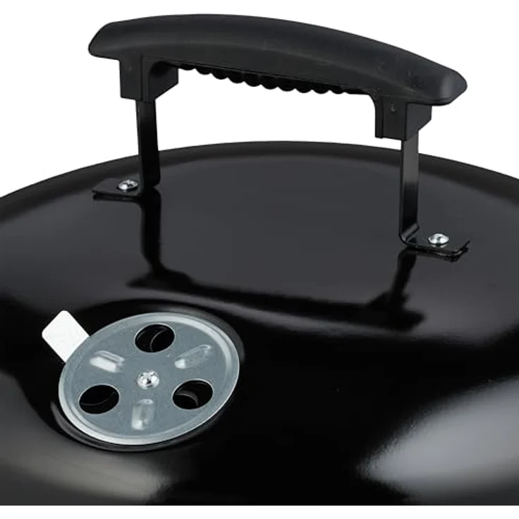 Relaxdays Tragbarer Kugelgrill Ø 37 cm, Schwarz/Silber, Kompakter Holzkohlegrill für bis zu 3 Personen – Bild 6