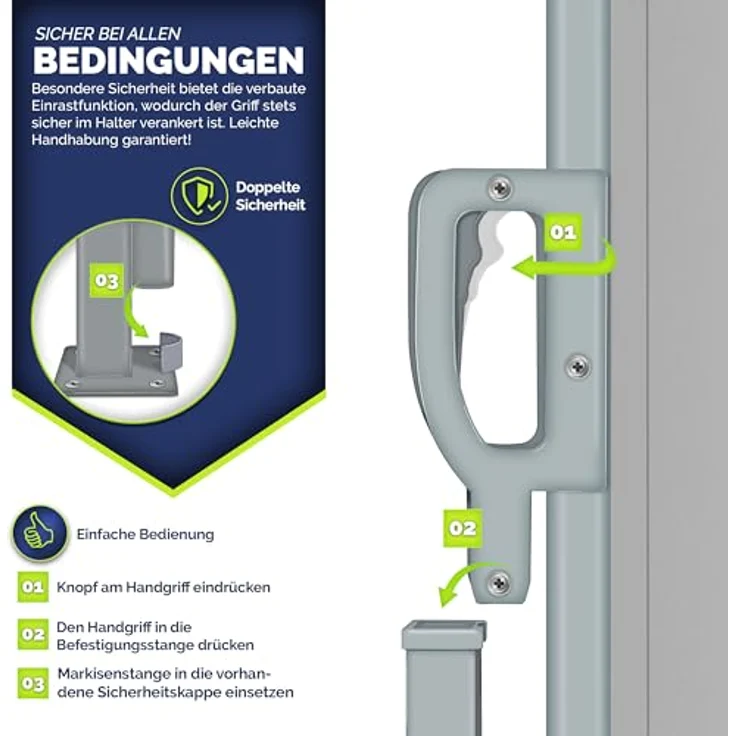 tillvex® Seitenmarkise 160 x 300 cm ausziehbar & Blickdicht | Sichtschutz für Balkon, Garten & Terrasse | Seitenrollo mit Wandhalterung | Sonnenschutz aus rostfreiem Stahl | Markise Windschutz – Bild 3