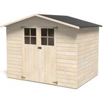 DÉCOR ET JARDIN Gartenhaus Lodum 262 x 202 cm natur mit Fußboden, Nordisches Fichtenholz, inkl. Bitumen-Dachbelag