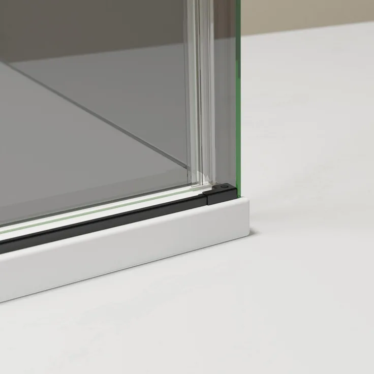 NEXTREND NT806 FLEX, Eckdusche mit Schiebetür, 150 cm, Schwarz matt, Nano Graues Glas, 8 mm ESG-Sicherheitsglas