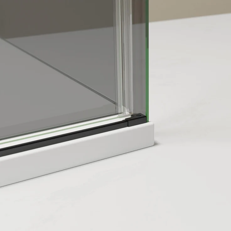 NEXTREND NT806 FLEX, Eckdusche mit Schiebetür, 150 cm, Schwarz matt, Nano Graues Glas, 8 mm ESG-Sicherheitsglas