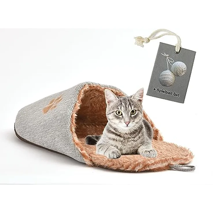 Tierbett Katzenbett Weich mit extra Spielkugelset