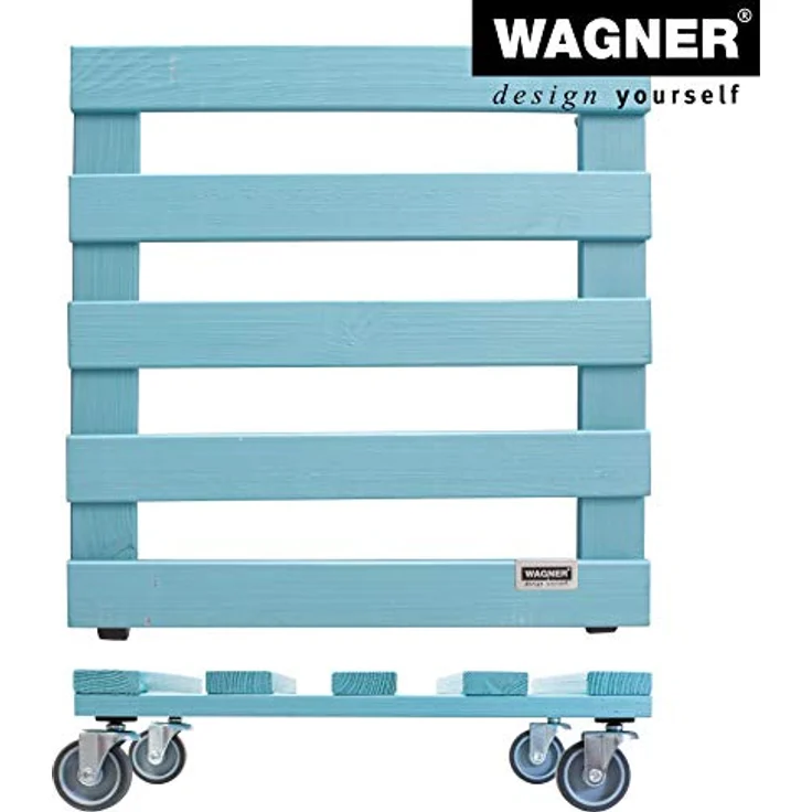 Wagner Pflanzenroller Aqua Splash 38 x 38 x 9,5 cm I Kübelroller für Außenbereich + Innenbereich I FSC®-Massivholz, Aqua Splash/türkis, softe Rollen I Tragkraft 120 kg I Made in EU - 20041301 – Bild 5