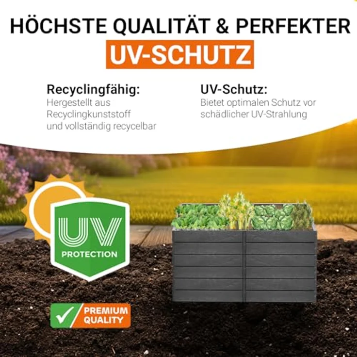 Garantia Hochbeet 2L Stone, inkl. FLORA, 160 x 80 x 75 cm, anthrazit, mit Flora Wasserspeichersystem – Bild 6