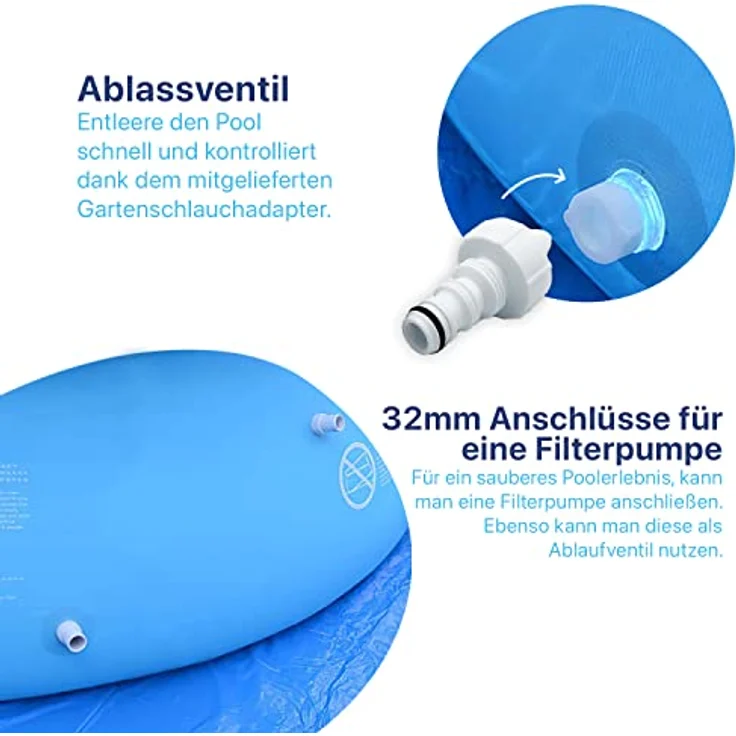 Avenli Prompt Set Ø 240x63cm Quick Up Pool, mit aufblasbarem Ring ohne Zubehör, blau – Bild 6