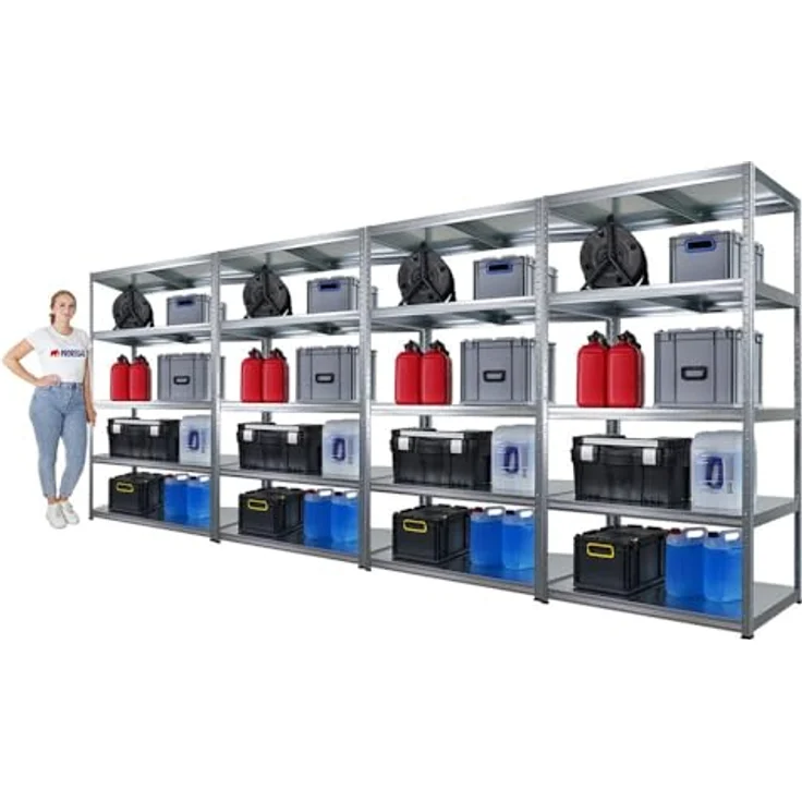 Proregal Mega Deal Steel Eagle, Metallregal mit 5 verstellbaren Böden, Traglast 130 kg pro Boden, H 180 x B 100 x T 60 cm, verzinkt – Bild 7