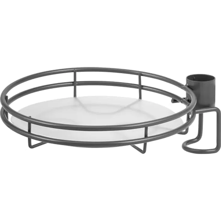 bremermann Zusatz-Pflanzenteller für Teleskop-Blumenregal 61079, grau, 19 cm Durchmesser, max. 2 kg Belastung, inklusive Kunststoffeinlage