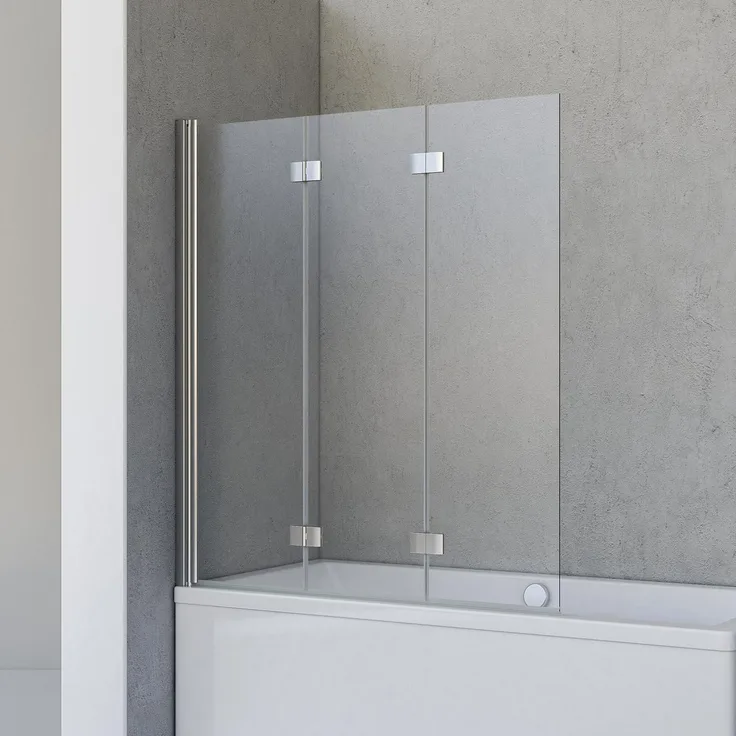 Schulte Badewannenfaltwand Valet, 5 mm Sicherheitsglas, 3-tlg, BxH: 130 x 142 cm, eckige Scharniere, Chromoptik