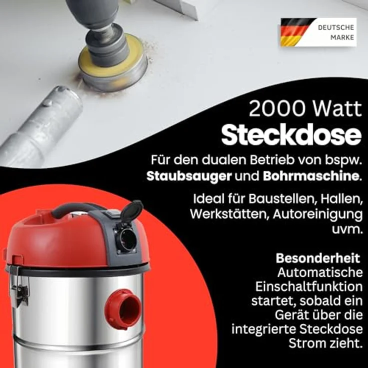 STAHLMANN VAC3300 Industriestaubsauger Nasssauger Trockensauger 30L Tank, 3300W, Blasfunktion – Bild 3