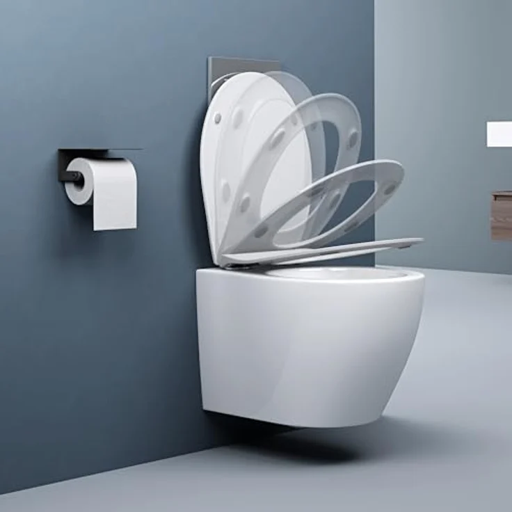 doporro Hänge-WC Hänge-Toilette mit Tiefspüler inkl. Soft-Close Absenkautomatik weiß aus Keramik Powerflush-Technologie Aachen126 – Bild 3