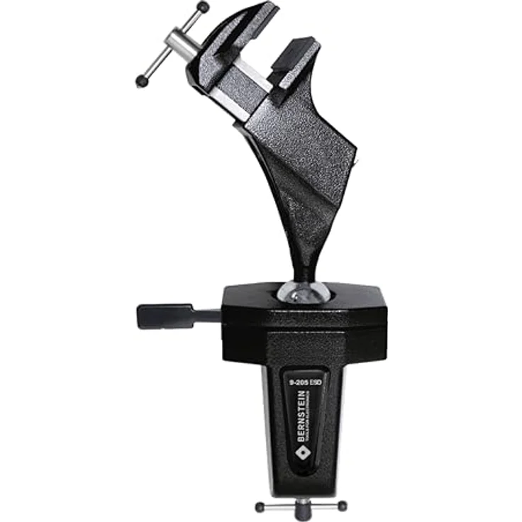Bernstein Tools for Electronics 9-205-ESD, ESD Schraubstock mit 70 mm Spannweite und Kugelgelenk, schwarz pulverbeschichtet – Bild 1