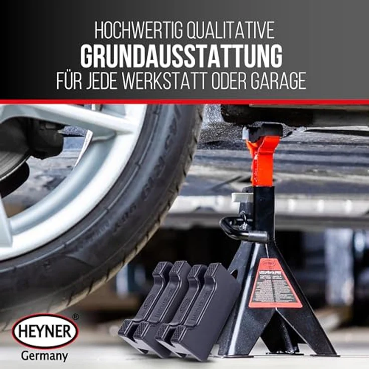 HEYNER® UltraSafe PRO Unterstellbock 2er Set, 10-fach höhenverstellbar, Hubhöhe 282-430 mm, Traglast 2t, mit Gummiauflage, schwarz-rot – Bild 5