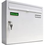 AL Briefkastensysteme Basic 1er Briefkasten RAL 9016 Verkehrs Weiss 1 Fach DIN A4 wetterfest Briefkastenanlage mit Posthaltebügel und 2 Namensschildern