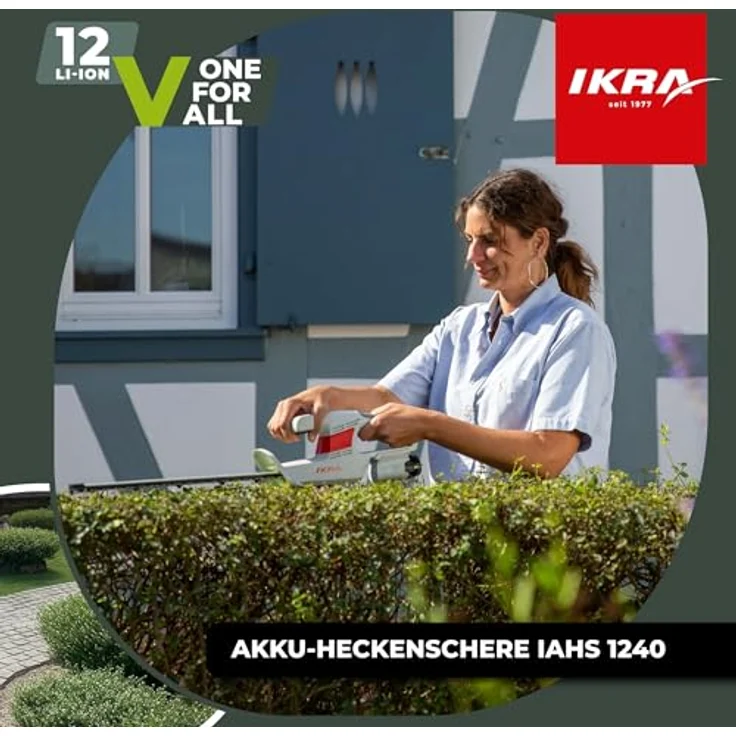 IKRA Akku Heckenschere IAHS 1240, kabellose 2 kg mit 41 cm Schnittlänge und Akku inkl. Ladegerät – Bild 2