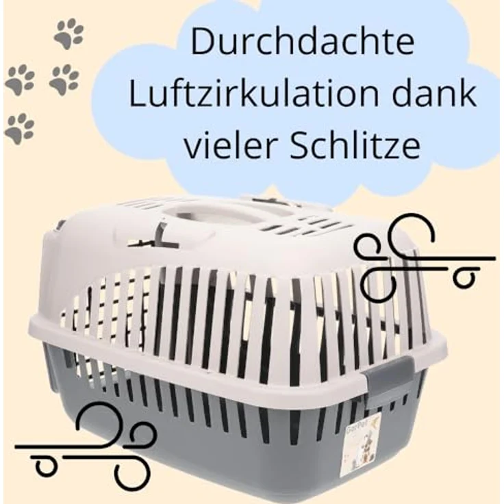 GarPet Hundebox Auto Rückbank Transportbox Katze Katzentransportbox Kaninchen Katzenkorb Transport Hundetransportbox Grau mit Autogurt-Vorrichtung und optimaler Belüftung – Bild 4