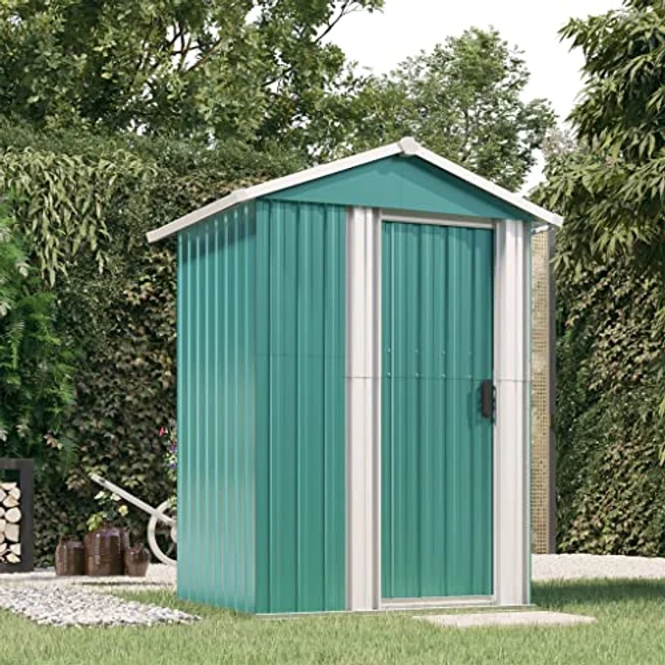 vidaXL Geräteschuppen Grün 126x97,5x177 cm Verzinkter Stahl – Bild 2