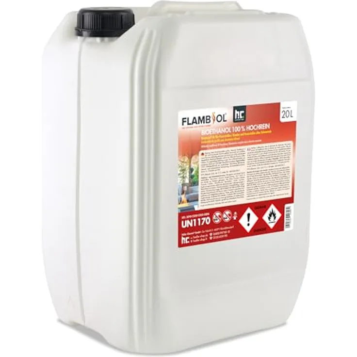 Höfer Chemie 20 L FLAMBIOL® Bioethanol 100% Hochrein, für rückstandsfreie und geruchsfreie Verbrennung