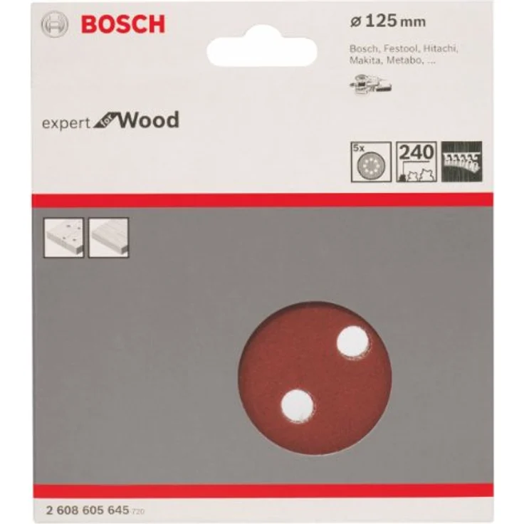 Bosch Professional Schleifblatt für Exzenterschleifer Holz und Farbe (5 Stück, Ø 125 mm, Körnung 240, C430) - Preisvergleich – Bild 2