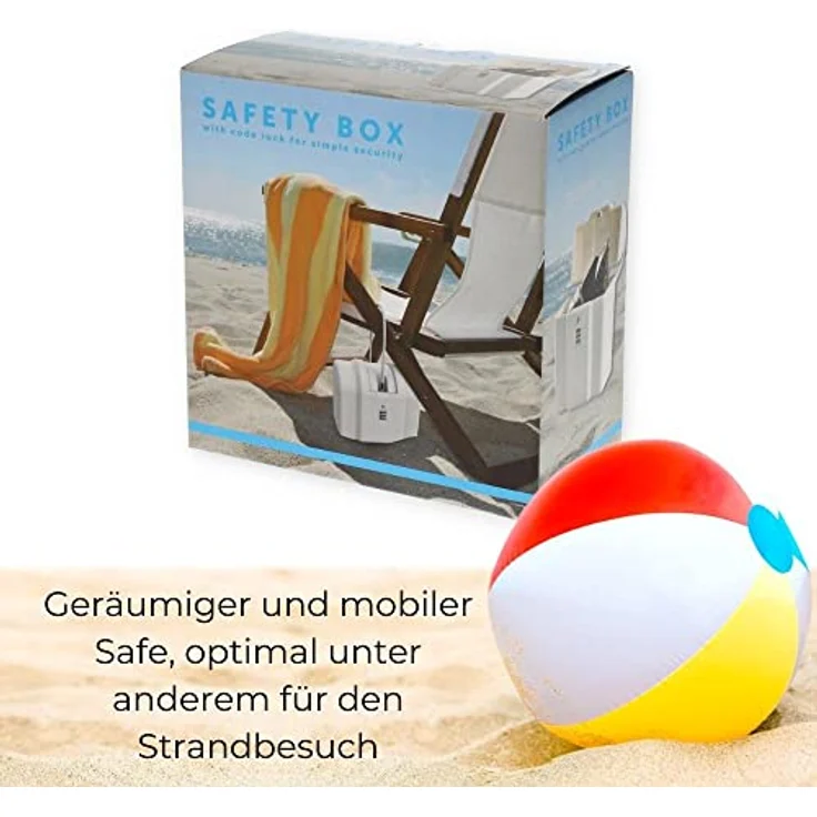 Strandsafe Handy Badesafe Resiesafe Safe Tresor mit flexiblem Stahlseil Zahlenschloss Mini Urlaub Wertsachen Box - Preisvergleich – Bild 3