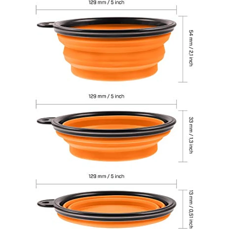 PhoneNatic Faltbarer Silikon-Hundenapf in orange, Reisenapf für Hunde und Katzen mit Karabiner -, S, orange, 350 ml, 60014333 – Bild 5