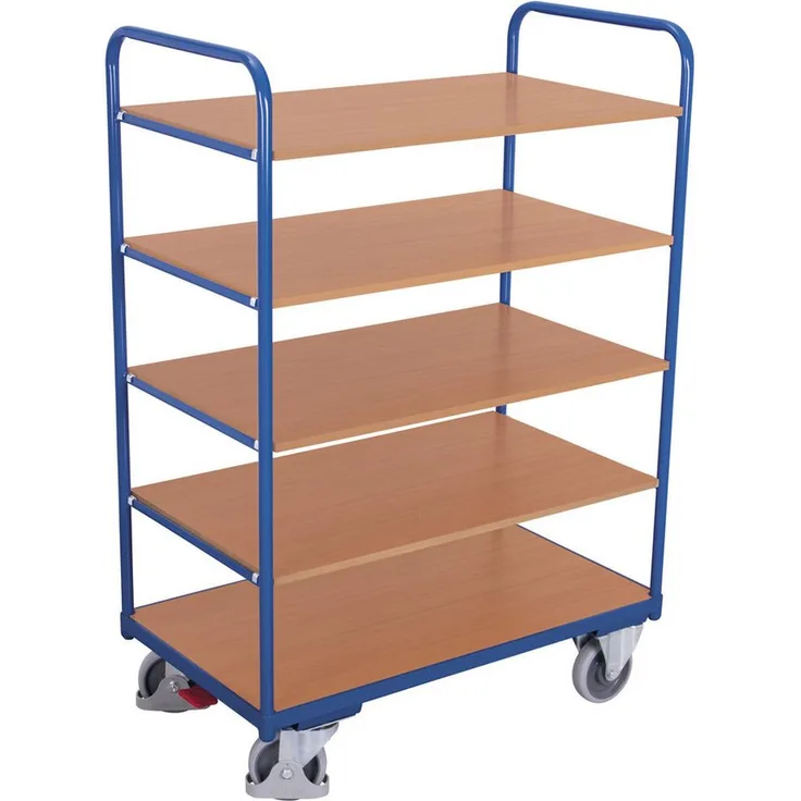 CORDES VARIOfit Etagenwagen, hoch 1.000 x 700 mm, 5 Böden, enzianblau, Traglast 250 kg, TÜV-zertifiziert