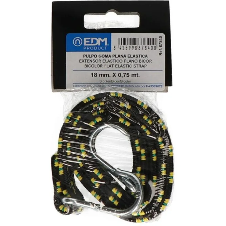 EDM Zweifarbiger flacher Gummi-Oktopus, 0,75 m, hochfestes Polypropylenband, elastisch bis 100%, verschiedene Farben verfügbar