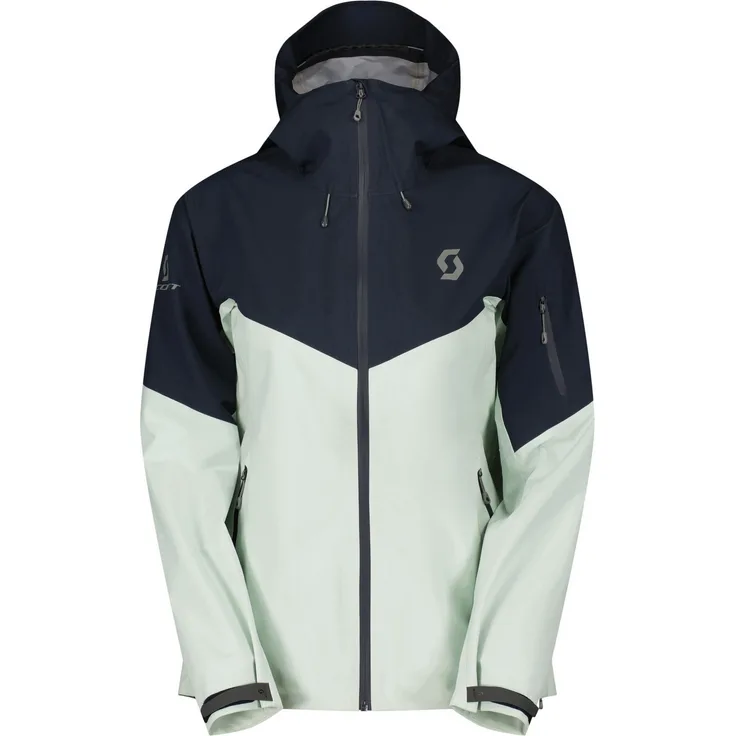 SCOTT W's Explorair 3L Jacket Fresh Green/Dark Blue, Damen Skijacke, 3-lagiges Hardshell-Material, atmungsaktiv
