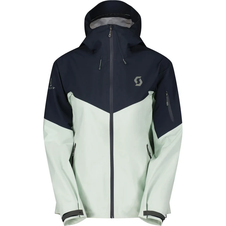 SCOTT W's Explorair 3L Jacket Fresh Green/Dark Blue, Damen Skijacke, 3-lagiges Hardshell-Material, atmungsaktiv