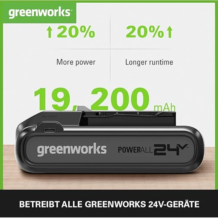 Greenworks G24B4+ 24V Akku und Typ C Power Bank - Leistungsstarker Lithium-Ionen Akku, schnelles Aufladen, 2 Jahre Garantie – Bild 3