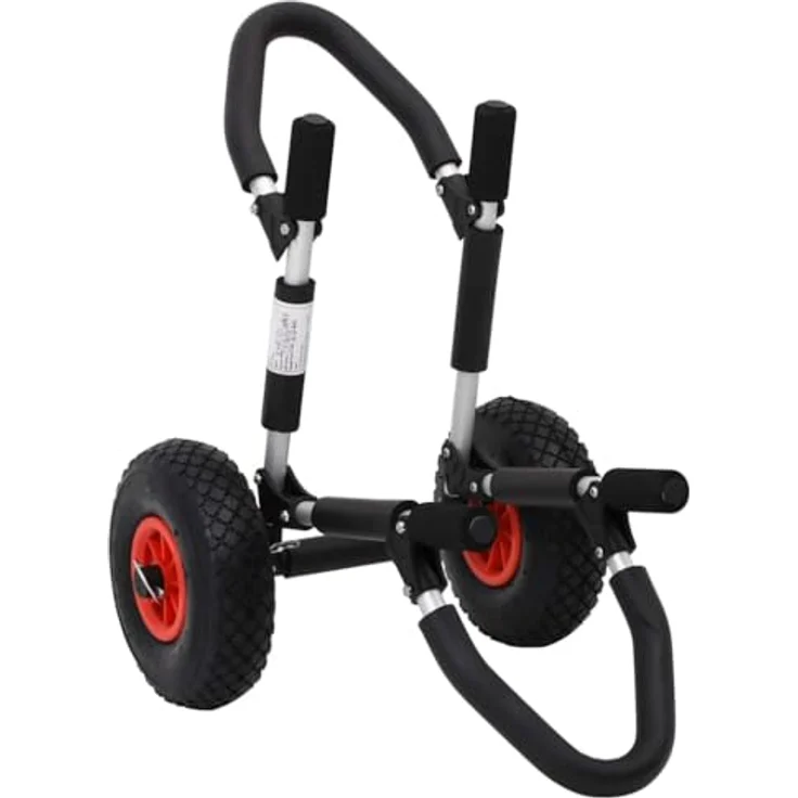 vidaXL SUP-Transportwagen Klappbar für Surfbrett, Aluminium, schwarz/silbern, 45 kg Belastbarkeit, inkl. Schaumstoffpolsterung und Gurten – Bild 1