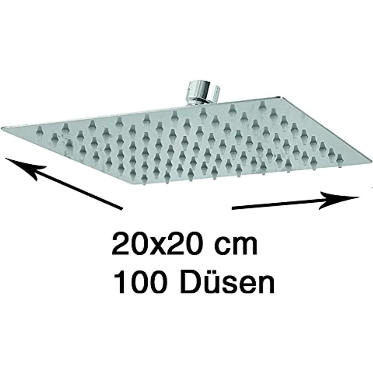 Grafner Regenduschkopf Grafner® Edelstahl Duschkopf 20x20 cm Regendusche, 100 Antikalk Düsen, Edel verchromt, DIN Anschluss 1/2 Zoll – Bild 2