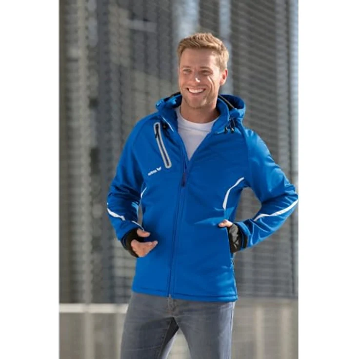 ERIMA Function Softshelljacke Herren - Weiß / Royal, atmungsaktiv, winddicht, reflektierende Brusttasche – Bild 3
