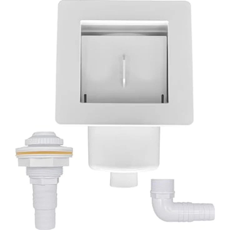 HAF Einbauskimmer Komplett Set Weiß, für Stahlwandbecken, inkl. Einlaufdüse und Schlauchanschluss 32mm & 38mm, aus langlebigem ABS-Kunststoff – Bild 2