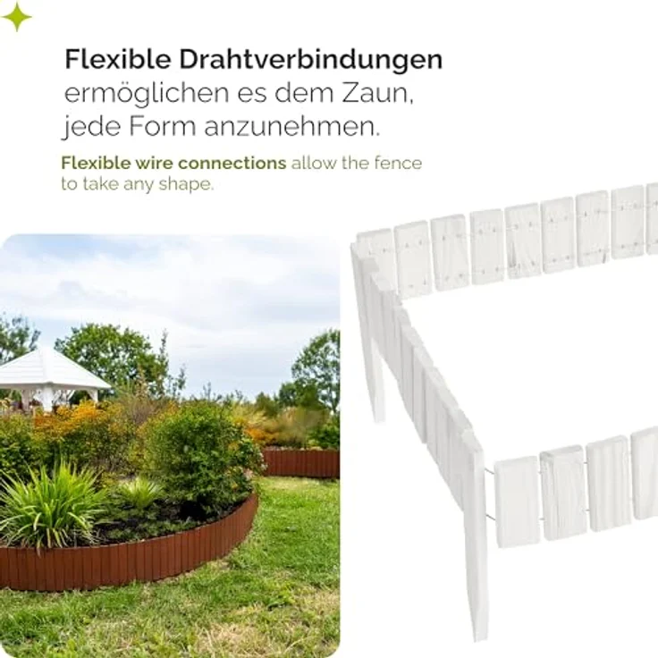 Garronda Beeteinfassung Holz Rollzaun GD-0149, imprägniert, flexibel und wetterbeständig, 10 cm x 200 cm, Weiß – Bild 4