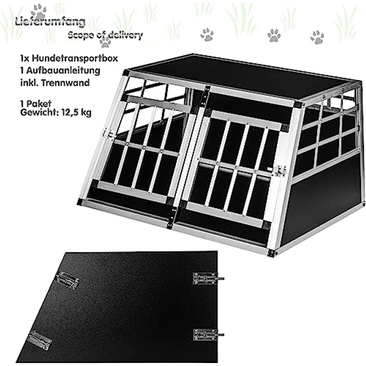 Petstuff Hundetransportbox gerade Rückwand 90°, Aluminium, robust, verschließbar, Verschiedene Größen – Bild 3