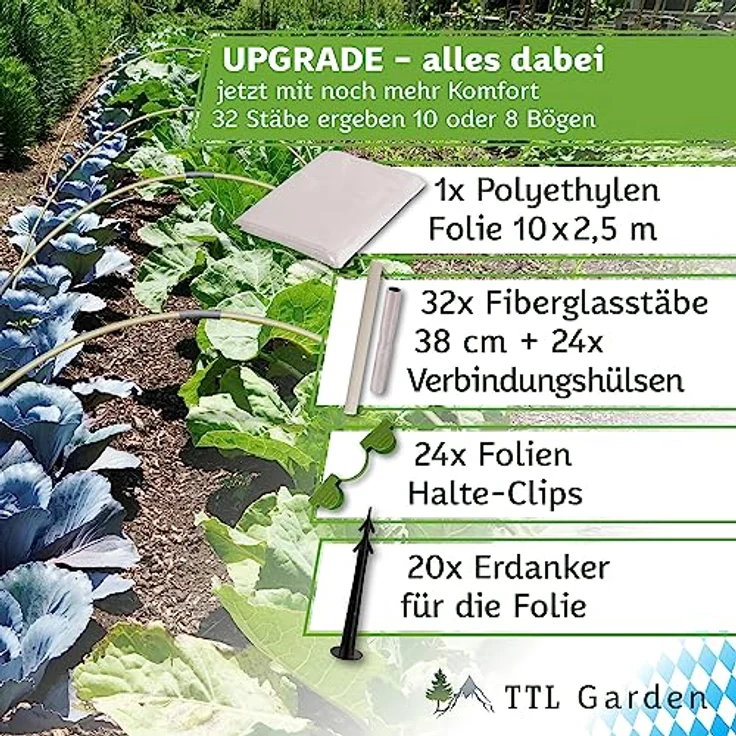 TTL Garden Folientunnel Set Flex“ mit PE Folie - Beet Tunnel Bögen Foliengewächshaus – Bild 4