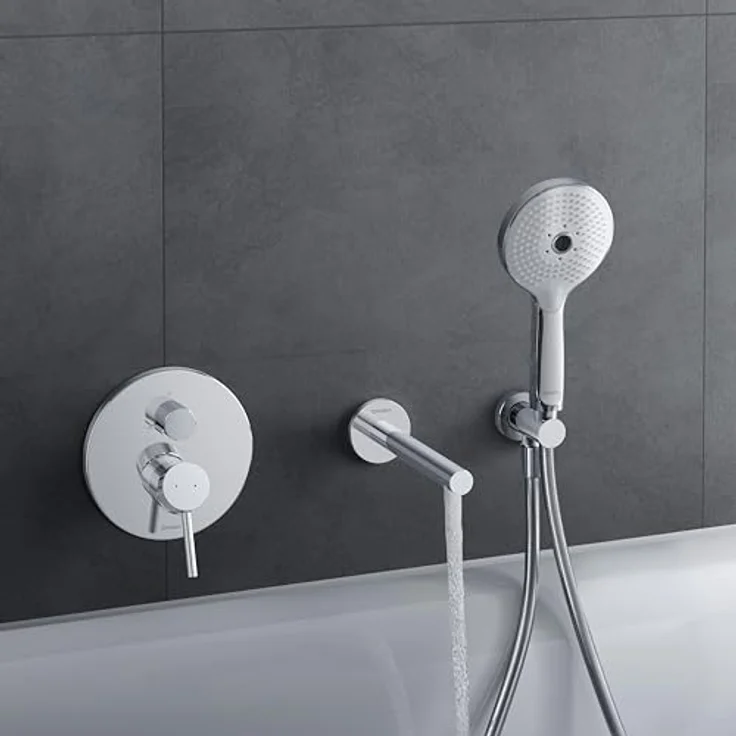 Duravit Circle Einhebel-Wannenmischer, Unterputz, Chrom, präzise Steuerung von Wassermenge und -temperatur, reinigungsfreundliches Design – Bild 2