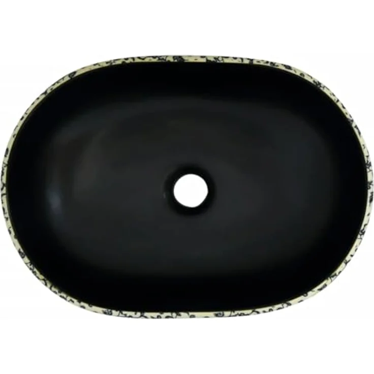 vidaXL Aufsatzwaschbecken Schwarz und Blau, handgefertigtes Keramik Waschbecken mit auffälligem Muster und langlebiger Oberfläche – Bild 6